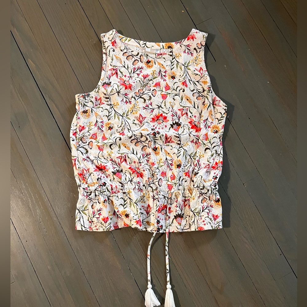J. Jill Floral Tank Top - Red and Yellow Petite